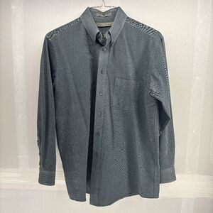 Vintage Claybrooke Green Chambray Weave Oxford Wrinkle Free Size 15.5/33 Medium